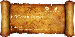 Mácsik Alexa névjegykártya
